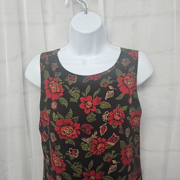 Vintage Fashion Bug Dress Maxi Black Red Goth Whimsigoth Shift Floral 6 - Picture 2 of 9